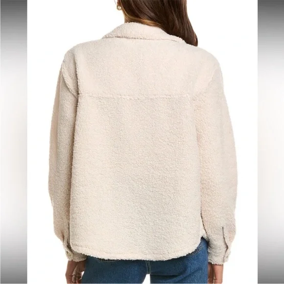 BeachLunchLounge Tory Fleece Jacket Teddy Sherpa Shacket Cream Size Large - Picture 2 of 11
